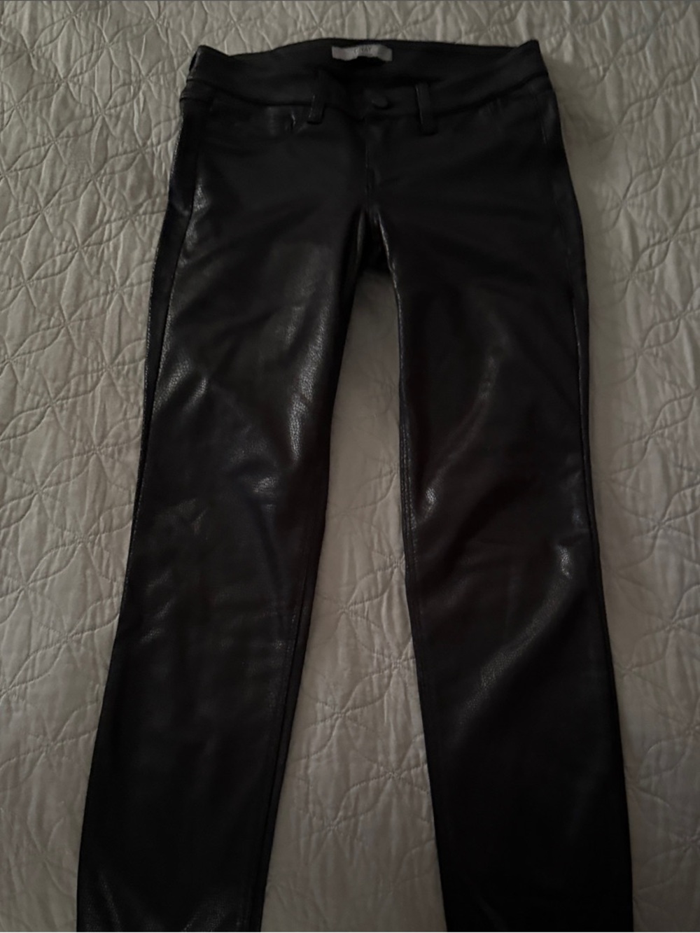 GRAY Saks fifth Avenue                    Black Faux Leather Straight-Leg Pants